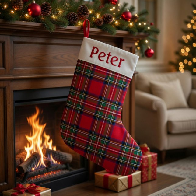 Personalized Red Tartan Christmas Stocking  (Creator Uploaded)