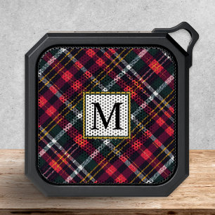 Personalized Red Tartan Plaid Christmas Monogram Bluetooth Speaker