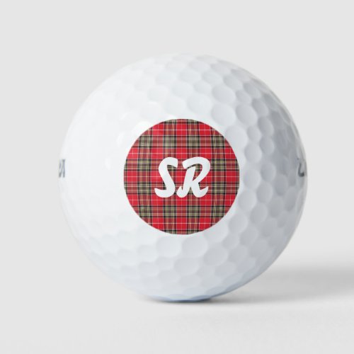 Personalized Red  Tartan Plaid Golf Balls