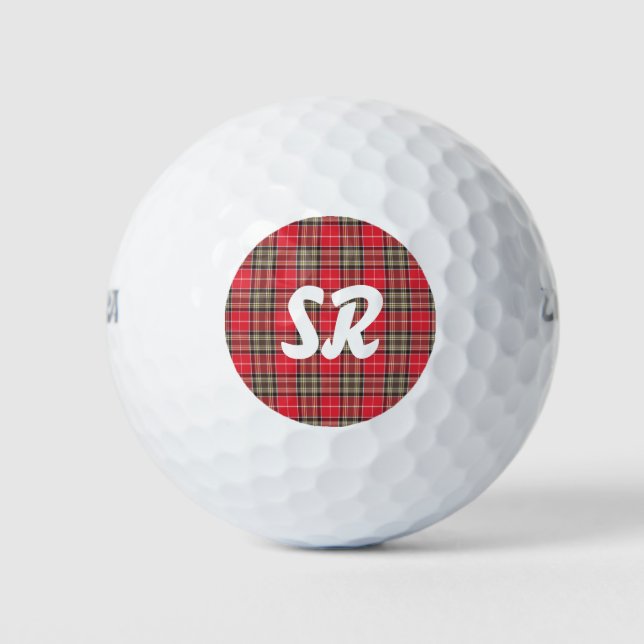 Personalized Red  Tartan Plaid Golf Balls (Front)