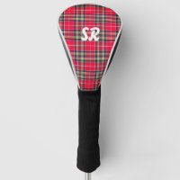 Personalized Red  Tartan Plaid Golf Head Cover