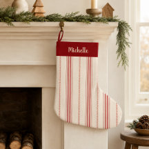 Personalized Red Ticking Stripe Stocking