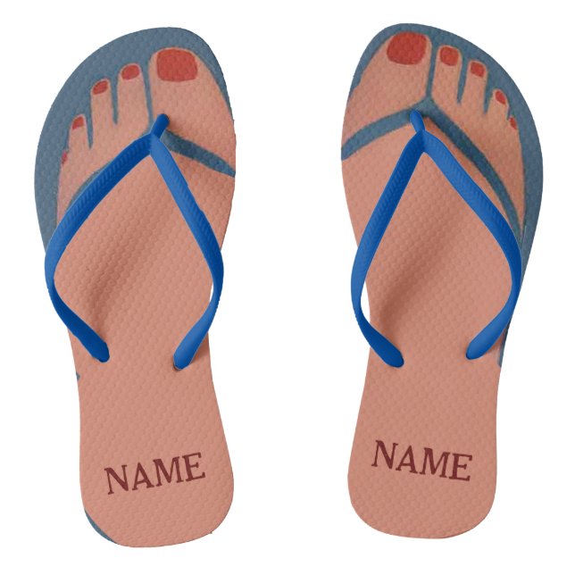 Personalized Red Toes Flip Flops (Footbed)