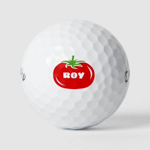 Personalized red tomato Callaway golf balls gift