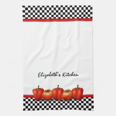 Personalized Red Tomatoes Pepper Italian Style Towel