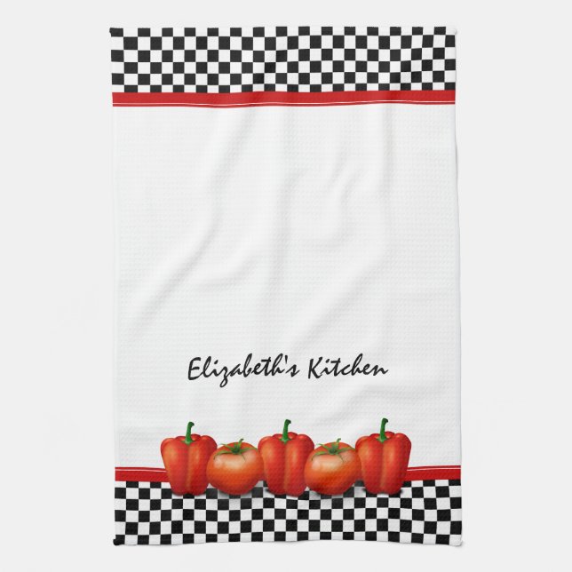 Personalized Red Tomatoes Pepper Italian Style Towel (Vertical)