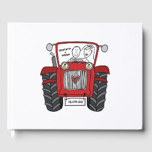 Personalized Red Tractor Country Farm Wedding Guest Book