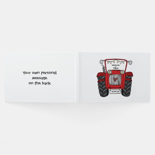 Personalized Red Tractor Country Farm Wedding Guest Book