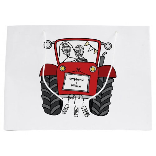Personalized Red Tractor Country Wedding Gift Bag