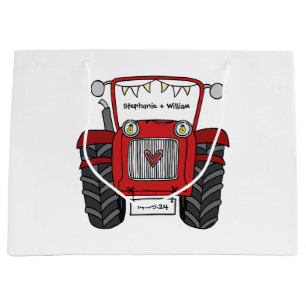 Personalized Red Tractor Country Wedding Gift Bag