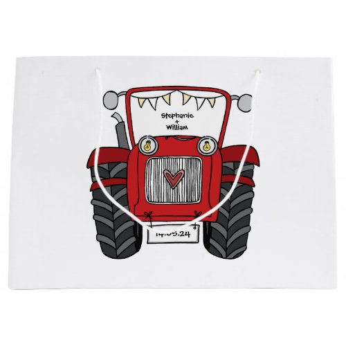 Personalized Red Tractor Country Wedding Gift Bag