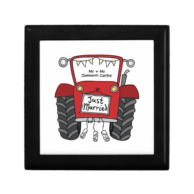 Personalized Red Tractor Country Wedding Gift Box (Front)