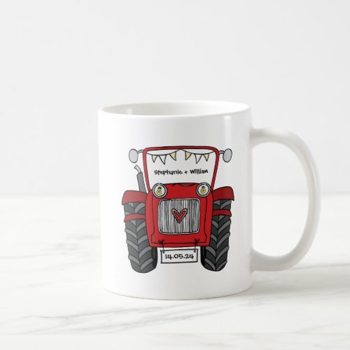Personalized Red Tractor Country Wedding Gift Coffee Mug