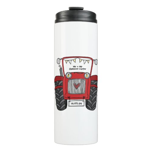 Personalized Red Tractor Country Wedding Gift Thermal Tumbler