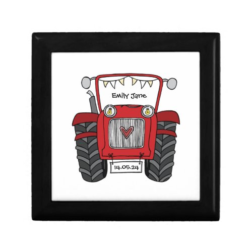 Personalized Red Tractor Farm Wedding Bridesmaid Gift Box