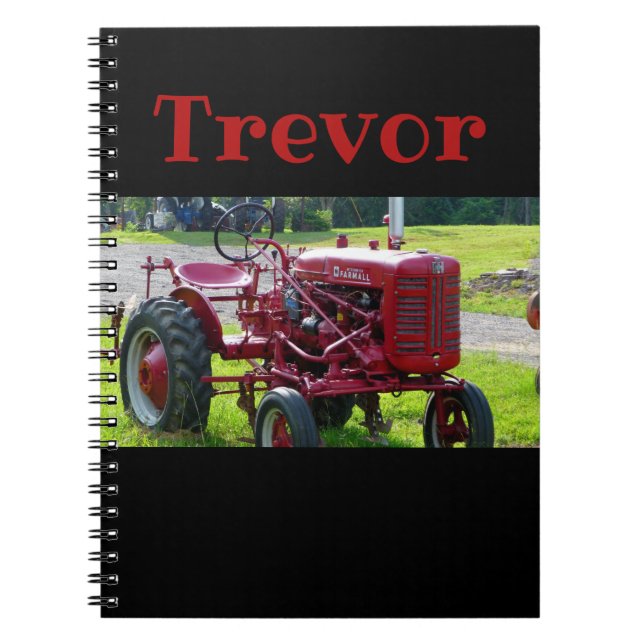 Personalized Red Tractor Notebook (Front)
