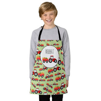 Personalized Red Tractor Truck Farm Produce Apron