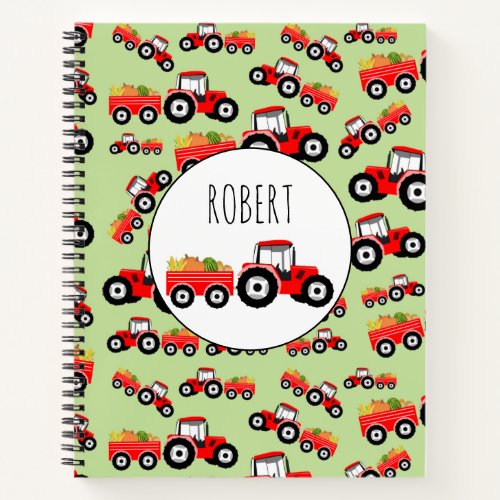 Personalized Red Tractor Truck Farm Produce  Notebook