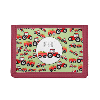 Personalized Red Tractor Truck Farm Produce Trifold Wallet