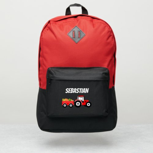 Personalized Red Tractor Truck Farm School Port Authority Backpack