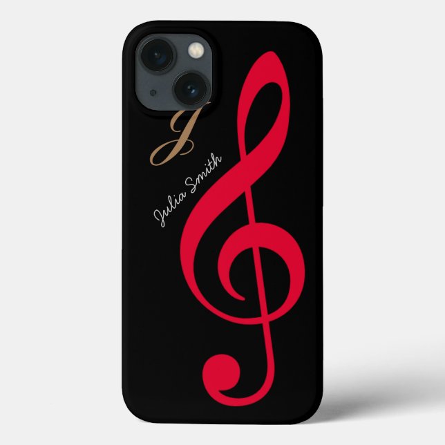 personalized red treble clef music Case-Mate iPhone case (Back)