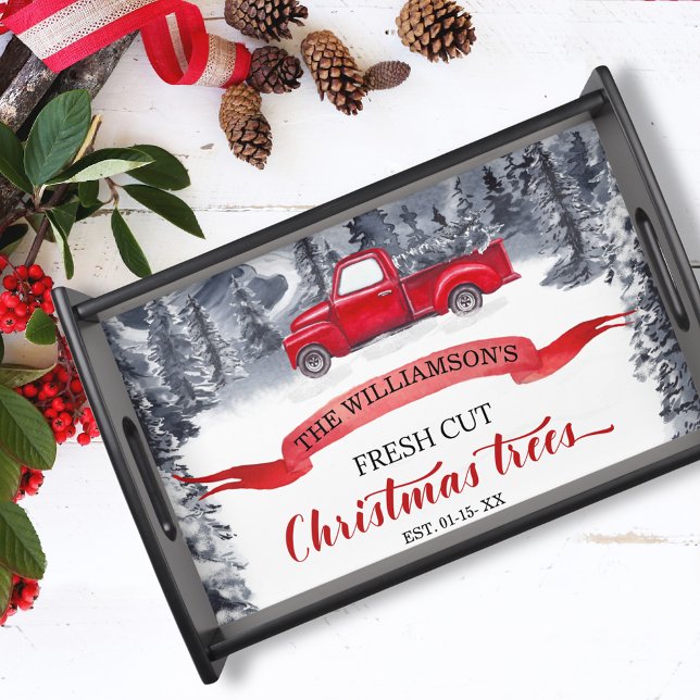 Personalized, Red Truck Christmas Gift Serving Tray (Creator Uploaded)