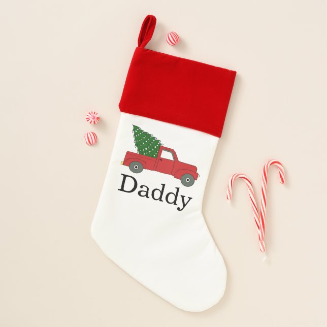 Personalized "Red Truck"  Christmas Stocking (Front)