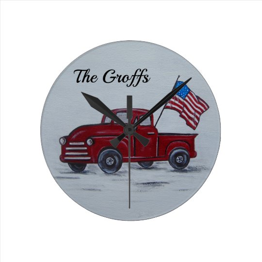 Personalized Red Truck Wall Clock
