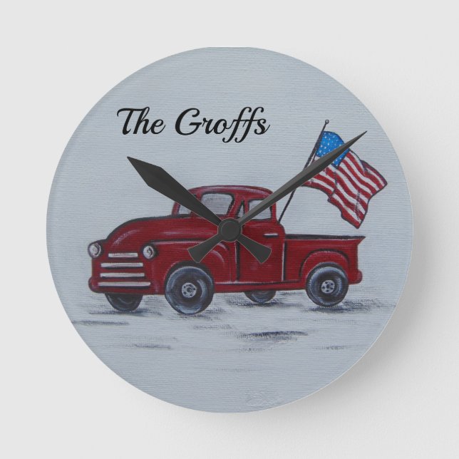 Personalized Red Truck Wall Clock (Front)