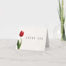 Personalized Red Tulip Thank you card