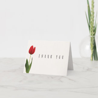 Personalized Red Tulip Thank you card