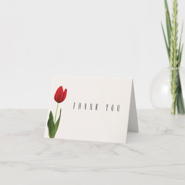 Personalized Red Tulip Thank you card (Front)
