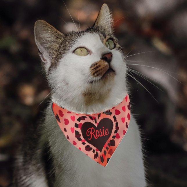Personalized Red Valentine Hearts Name Pet Bandana Collar (Red Valentine Hearts Pet Bandana Collar
by)
