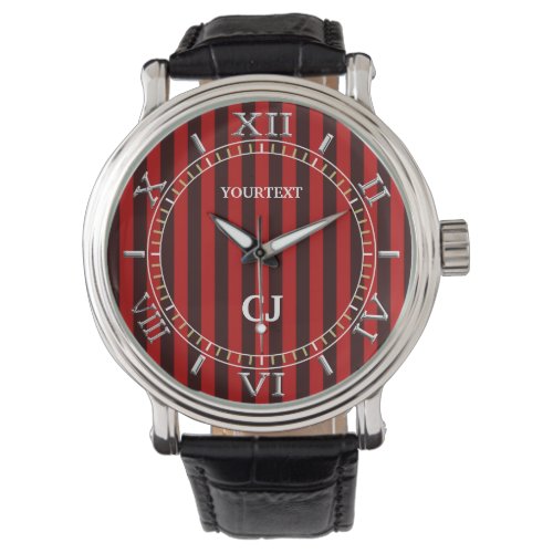 Personalized Red Vertical Stripes Dial Watch