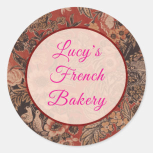 Personalized Red Vintage Botanical William Morris Classic Round Sticker