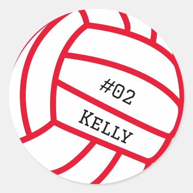 Personalized Red Volleyball Stickers (Front)