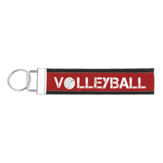 Personalized Red Volleyball Wrist Key Chain