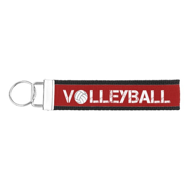 Personalized Red Volleyball Wrist Key Chain (Keys on Left)
