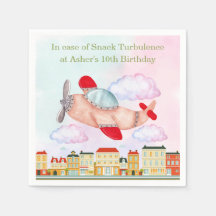 Personalized Red Watercolor Vintage Airplane