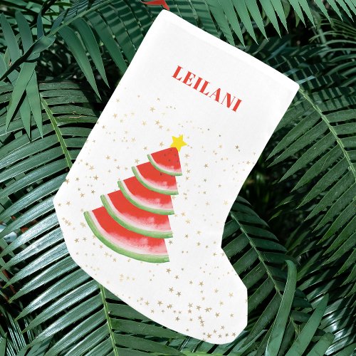 Personalized Red Watermelon Christmas Tree Small Christmas Stocking