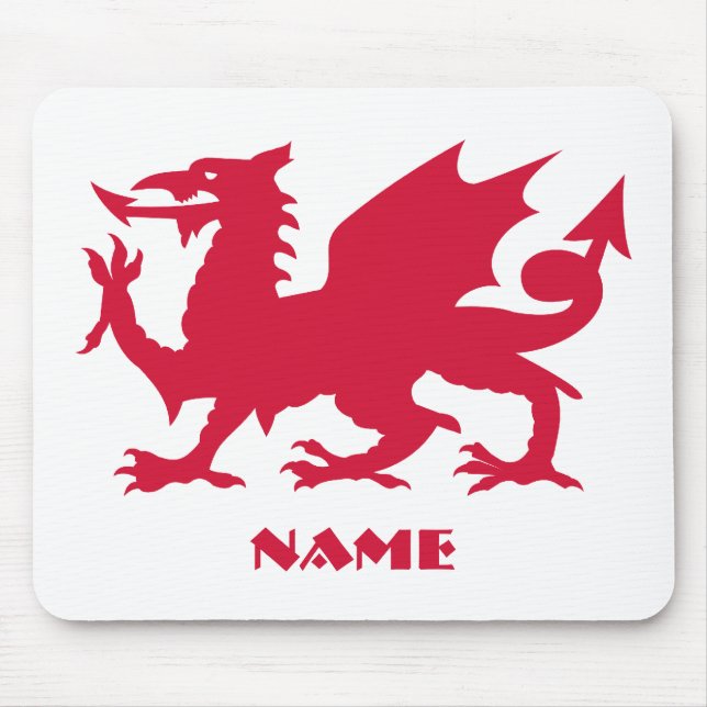 Personalized Red Welsh Dragon Mouse Pad (Front)