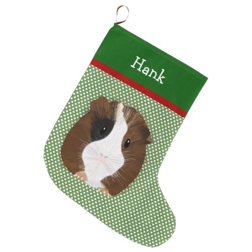 Personalized Red White And Black Guinea Pig Large Christmas Stocking