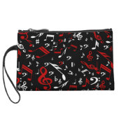 Personalized Red White and Black Musical Notes Wristlet Wallet (Back)