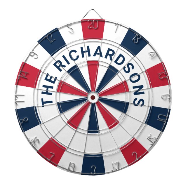 Personalized Red White and Blue 4th of July Dart Board (Front)
