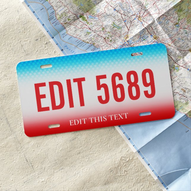 Personalized red white and blue license plate | Zazzle