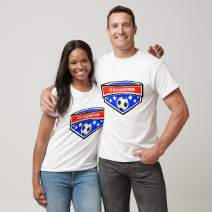 Personalized Red, White and blue Soccer coach T-Shirt
