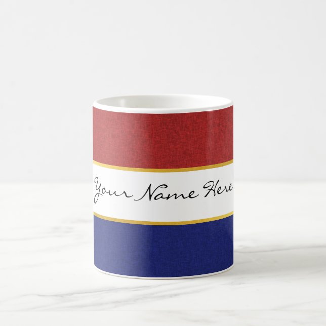 Personalized Red, White and Blue Stripes Coffee Mug (Center)