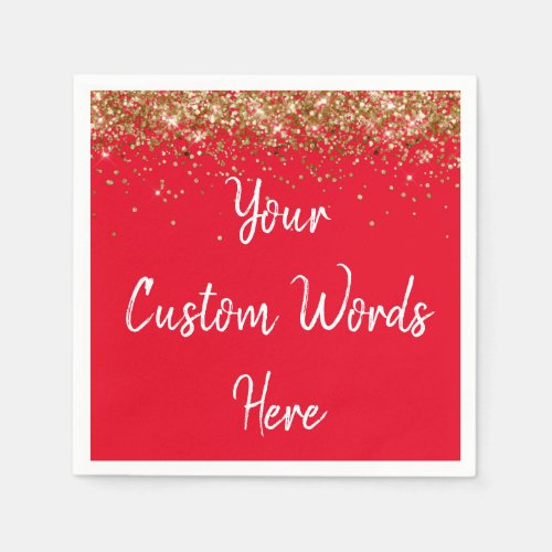 Personalized Red White Birthday Party Anniversary Napkins