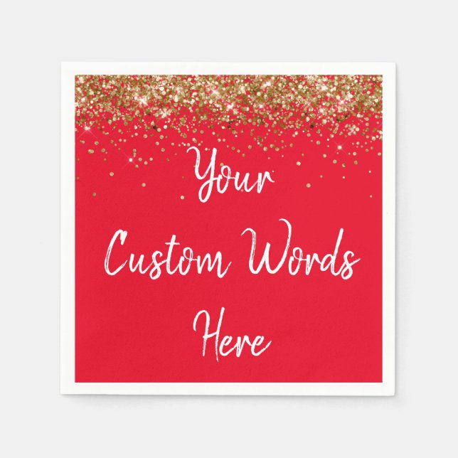 Personalized Red White Birthday Party Anniversary Napkins (Front)