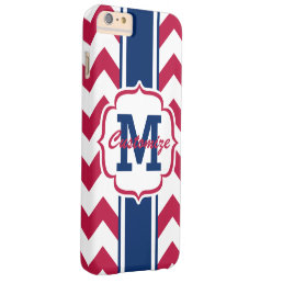 Personalized Red White Blue Chevron Stripe Barely There iPhone 6 Plus Case